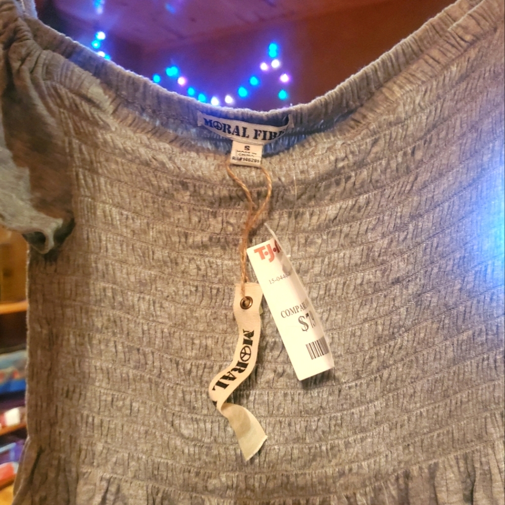 Moral Fiber Grey Tube Top with Tie Sleeves NWT